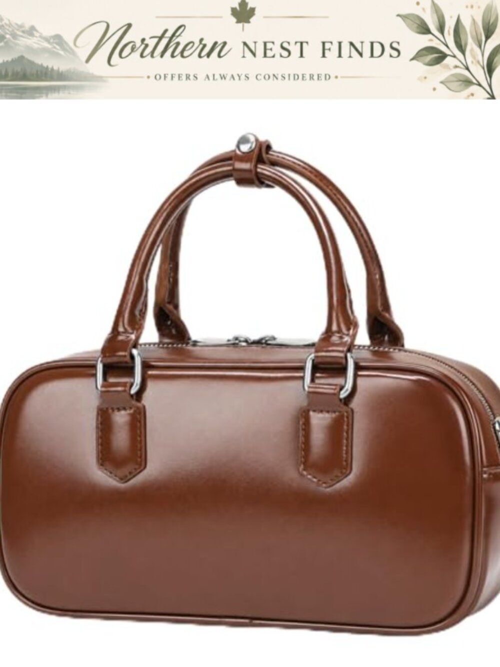 Vintage Top Handle Satchel Vegan Leather Shoulder Bag